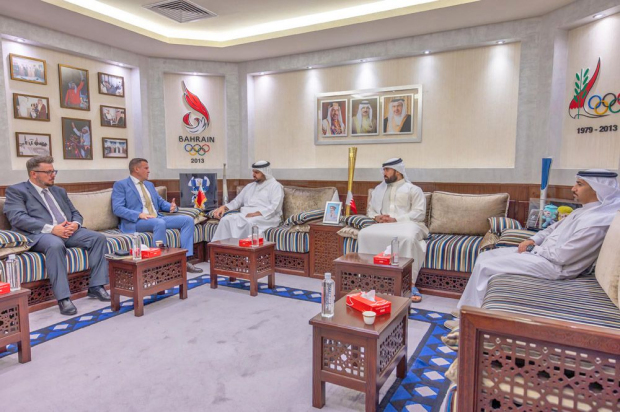 <p>Bahrain Olympic Committee (BOC) vice-president Shaikh Isa bin Ali Al Khalifa received World Anti-Doping Agency (WADA) president Witold Banka.</p>
<p>Shaikh Isa conveyed the greetings of Supreme Council for Youth and Sports first deputy chairman, General Sports Authority chairman and Bahrain Olympic Committee president Shaikh Khalid bin Hamad Al Khalifa.</p>
<p>He commended WADA&rsquo;s global efforts in combating doping and promoting integrity and fairness in sports.</p>
<p>He also underscored BOC&rsquo;s commitment to close co-operation with WADA and full adherence to international standards and regulations, reflecting Bahrain&rsquo;s efforts to combat doping, especially following the establishment of the Bahrain Anti-Doping Agency.</p>